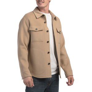 THEORY Camel Wool Button Front Shirt Jacket